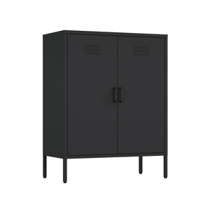 Manhattan Comfort Naomi Elegant Accent Cabinet With Adjustable Shelves For Versatile Storage And Modern Design Black Steel Af006-bk