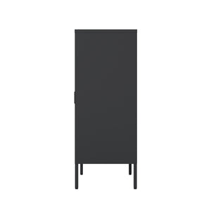 Manhattan Comfort Naomi Elegant Accent Cabinet With Adjustable Shelves For Versatile Storage And Modern Design Black Steel Af006-bk