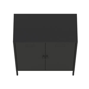 Manhattan Comfort Naomi Elegant Accent Cabinet With Adjustable Shelves For Versatile Storage And Modern Design Black Steel Af006-bk