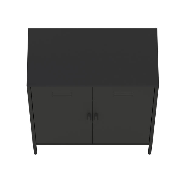 Manhattan Comfort Naomi Elegant Accent Cabinet With Adjustable Shelves For Versatile Storage And Modern Design Black Steel Af006-bk