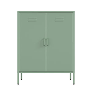 Manhattan Comfort Naomi Elegant Accent Cabinet With Adjustable Shelves For Versatile Storage And Modern Design Green Steel Af006-gr