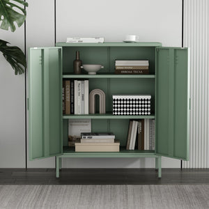 Manhattan Comfort Naomi Elegant Accent Cabinet With Adjustable Shelves For Versatile Storage And Modern Design Green Steel Af006-gr