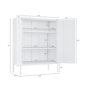 Manhattan Comfort Naomi Elegant Accent Cabinet With Adjustable Shelves For Versatile Storage And Modern Design White Steel Af006-wh