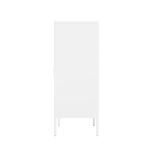 Manhattan Comfort Naomi Elegant Accent Cabinet With Adjustable Shelves For Versatile Storage And Modern Design White Steel Af006-wh