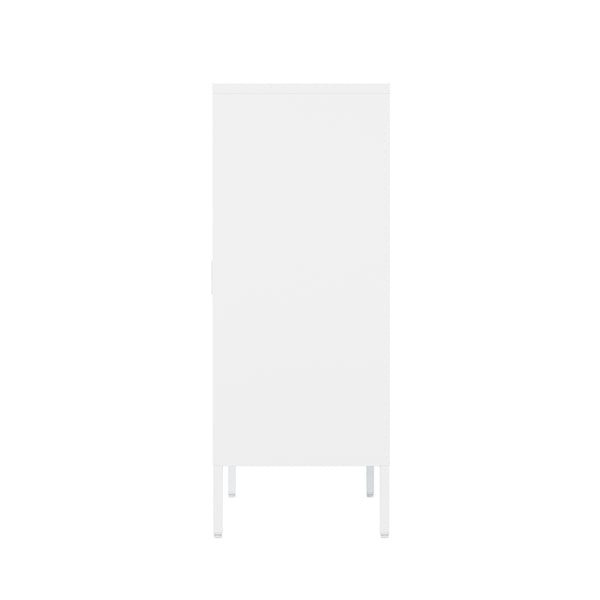 Manhattan Comfort Naomi Elegant Accent Cabinet With Adjustable Shelves For Versatile Storage And Modern Design White Steel Af006-wh
