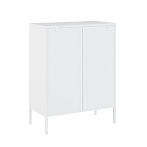 Manhattan Comfort Naomi Elegant Accent Cabinet With Adjustable Shelves For Versatile Storage And Modern Design White Steel Af006-wh