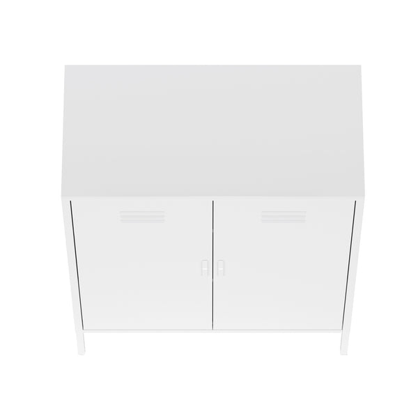 Manhattan Comfort Naomi Elegant Accent Cabinet With Adjustable Shelves For Versatile Storage And Modern Design White Steel Af006-wh