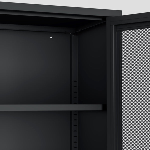 Manhattan Comfort Amelia Accent Cabinet With Adjustable Shelves - Modern Charm Meets Timeless Sophistication Black Steel Af008-bk