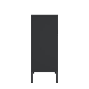 Manhattan Comfort Amelia Accent Cabinet With Adjustable Shelves - Modern Charm Meets Timeless Sophistication Black Steel Af008-bk