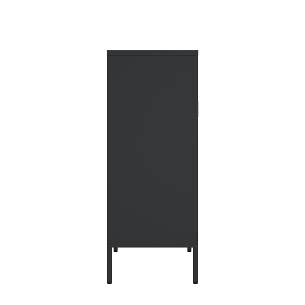 Manhattan Comfort Amelia Accent Cabinet With Adjustable Shelves - Modern Charm Meets Timeless Sophistication Black Steel Af008-bk