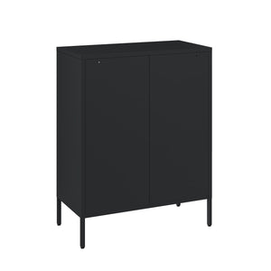 Manhattan Comfort Amelia Accent Cabinet With Adjustable Shelves - Modern Charm Meets Timeless Sophistication Black Steel Af008-bk