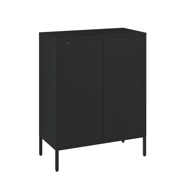 Manhattan Comfort Amelia Accent Cabinet With Adjustable Shelves - Modern Charm Meets Timeless Sophistication Black Steel Af008-bk