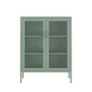 Manhattan Comfort Amelia Accent Cabinet With Adjustable Shelves - Modern Charm Meets Timeless Sophistication Green Steel Af008-gr