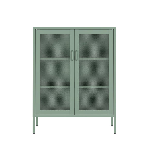 Manhattan Comfort Amelia Accent Cabinet With Adjustable Shelves - Modern Charm Meets Timeless Sophistication Green Steel Af008-gr
