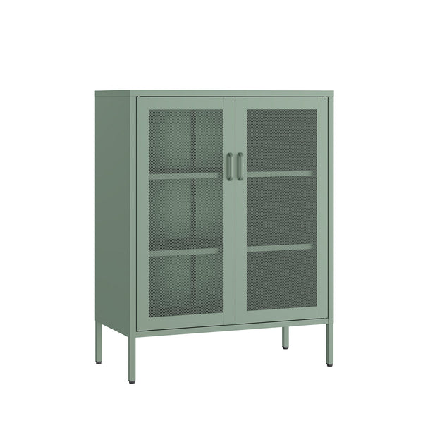 Manhattan Comfort Amelia Accent Cabinet With Adjustable Shelves - Modern Charm Meets Timeless Sophistication Green Steel Af008-gr