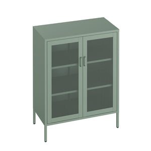 Manhattan Comfort Amelia Accent Cabinet With Adjustable Shelves - Modern Charm Meets Timeless Sophistication Green Steel Af008-gr