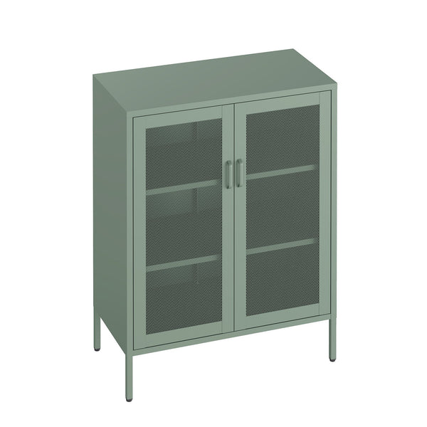 Manhattan Comfort Amelia Accent Cabinet With Adjustable Shelves - Modern Charm Meets Timeless Sophistication Green Steel Af008-gr