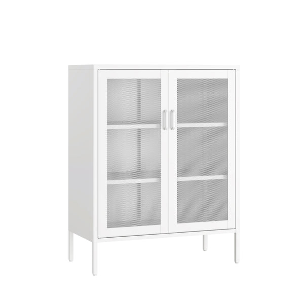 Manhattan Comfort Amelia Accent Cabinet With Adjustable Shelves - Modern Charm Meets Timeless Sophistication White Steel Af008-wh