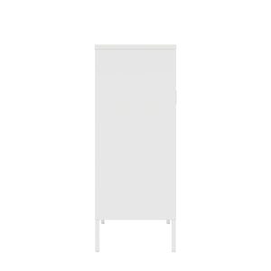 Manhattan Comfort Amelia Accent Cabinet With Adjustable Shelves - Modern Charm Meets Timeless Sophistication White Steel Af008-wh