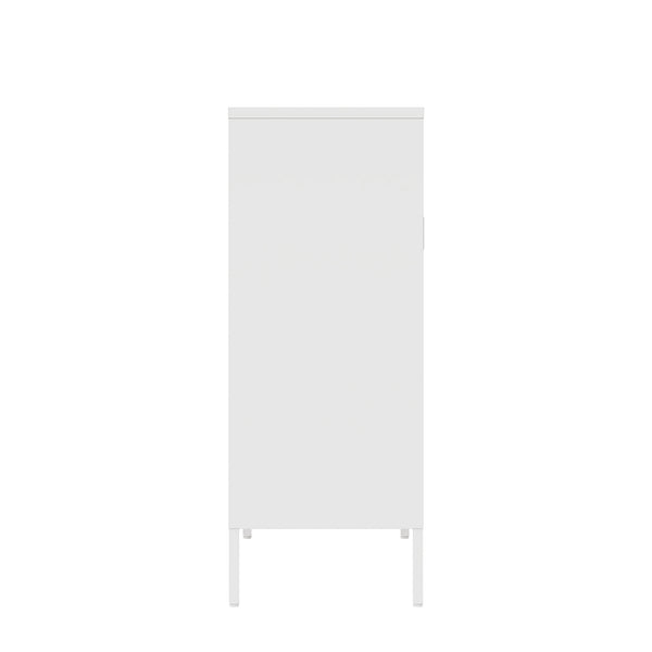 Manhattan Comfort Amelia Accent Cabinet With Adjustable Shelves - Modern Charm Meets Timeless Sophistication White Steel Af008-wh