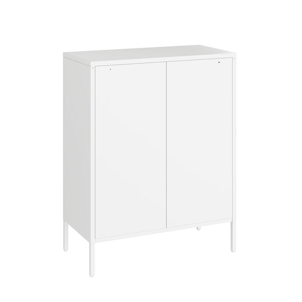 Manhattan Comfort Amelia Accent Cabinet With Adjustable Shelves - Modern Charm Meets Timeless Sophistication White Steel Af008-wh