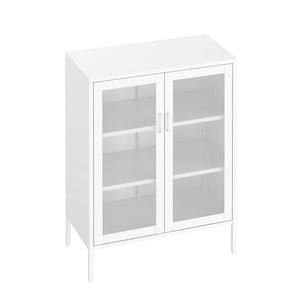 Manhattan Comfort Amelia Accent Cabinet With Adjustable Shelves - Modern Charm Meets Timeless Sophistication White Steel Af008-wh