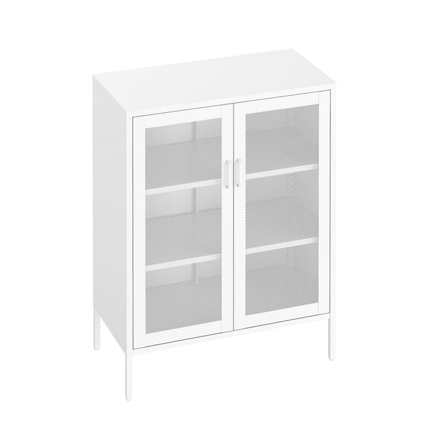 Manhattan Comfort Amelia Accent Cabinet With Adjustable Shelves - Modern Charm Meets Timeless Sophistication White Steel Af008-wh