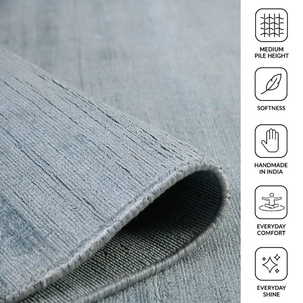 Amer Rugs Affinity Contemporary Striped Hand-woven Area Rug - Elegant Floor Art To Enhance Your Space Light Blue Viscose Afn50203