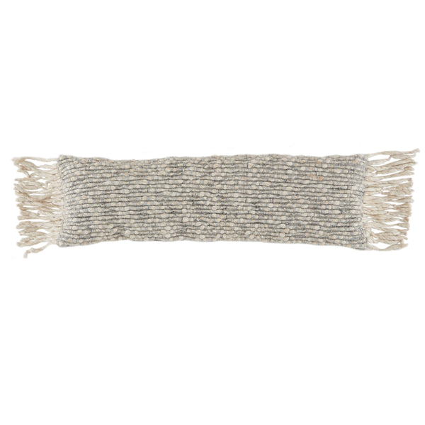 Jaipur Living Jaipur Living Artos Wool Linen Lumbar Pillow with Silver Threadwork and Tassel Fringe Poly Fill PLW103560