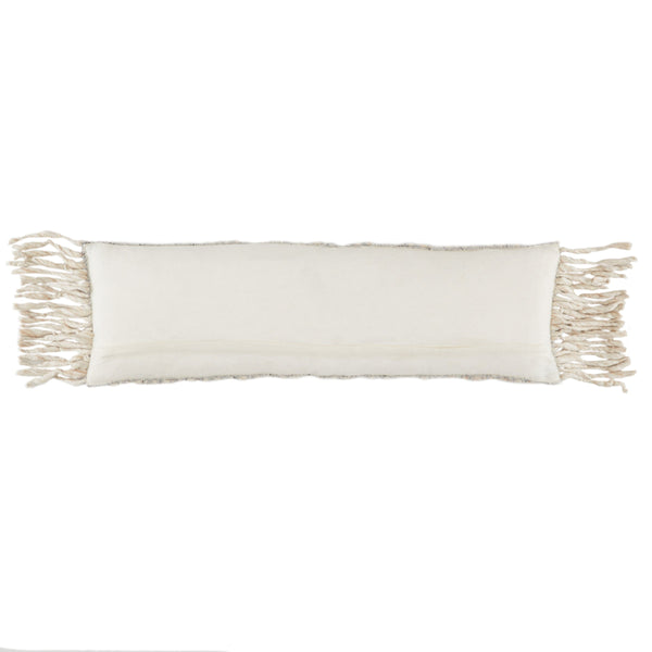 Jaipur Living Jaipur Living Artos Wool Linen Lumbar Pillow with Silver Threadwork and Tassel Fringe Poly Fill PLW103560