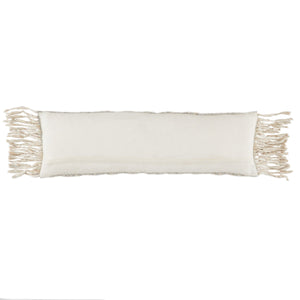Jaipur Living Jaipur Living Wool Blend Lumbar Pillow Cover with Silver Threadwork and Tassel Fringe PLC102350
