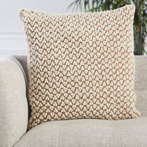 Jaipur Living Jaipur Living Madur Boucle Wool Linen Throw Pillow Cover for Sofa or Bed Tan PLC102347
