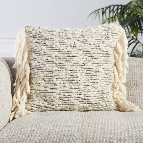 Jaipur Living Jaipur Living Angora Wool Blend Pillow Cover with Tassel Fringe Global Boho Accent PLC102349