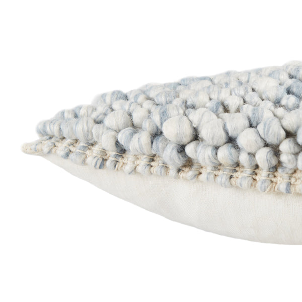 Jaipur Living Jaipur Living Kaz Boucle Wool Blend Accent Pillow Soft Textured Ivory Square Sofa Throw Light Blue Down PLW103496