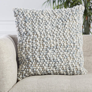 Jaipur Living Jaipur Living Kaz Boucle Wool Square Pillow Cover Coastal Bohemian Soft Texture Light Blue PLC102346