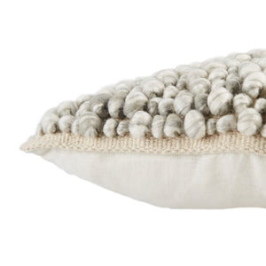 Jaipur Living Jaipur Living Kaz Boucle Wool Square Pillow Cover Coastal Bohemian Soft Texture Light Gray PLC102345