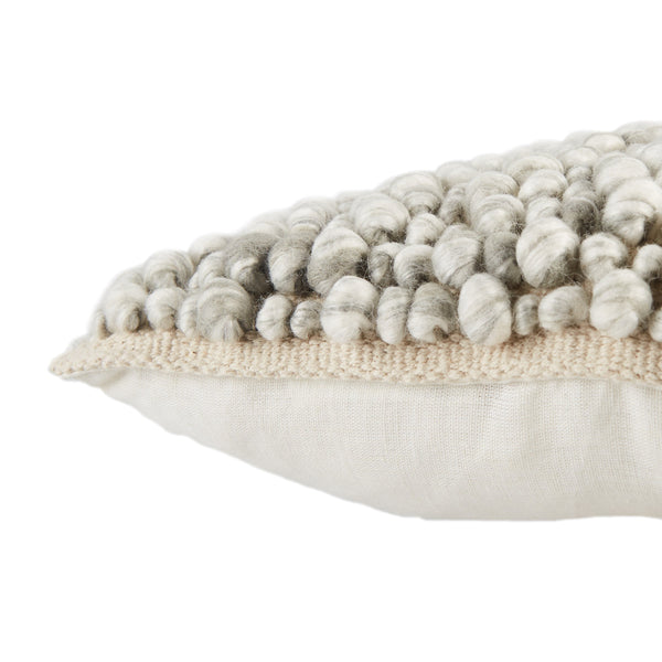 Jaipur Living Jaipur Living Kaz Boucle Wool Square Pillow Cover Coastal Bohemian Soft Texture Light Gray PLC102345