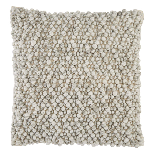 Jaipur Living Jaipur Living Kaz Boucle Wool Blend Accent Pillow Soft Textured Ivory Square Sofa Throw Light Gray Down PLW103495