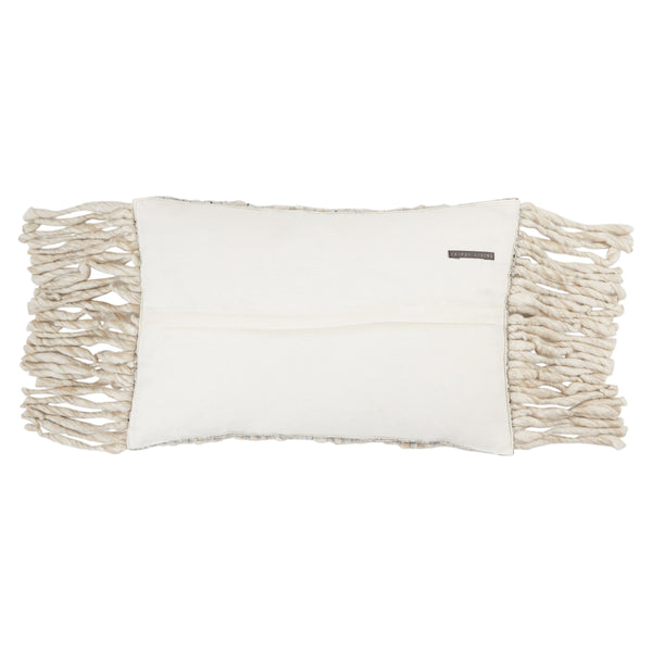 Jaipur Living Jaipur Living Cilo Wool Linen Lumbar Pillow Cover with Tassel Fringe Boho Accent Cream PLC102353