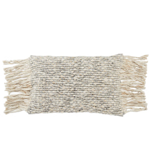 Jaipur Living Jaipur Living Cilo Wool Blend Lumbar Pillow with Silver Threadwork and Tassel Fringe Cream Down PLW103565