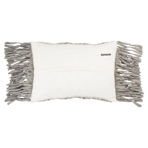 Jaipur Living Jaipur Living Cilo Wool Blend Lumbar Pillow with Silver Threadwork and Tassel Fringe Light Gray Down PLW103563