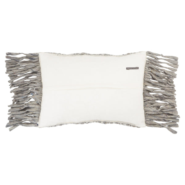 Jaipur Living Jaipur Living Cilo Wool Blend Lumbar Pillow with Silver Threadwork and Tassel Fringe Light Gray Down PLW103563