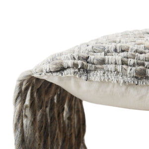 Jaipur Living Jaipur Living Cilo Wool Blend Lumbar Pillow with Silver Threadwork and Tassel Fringe Light Gray Down PLW103563