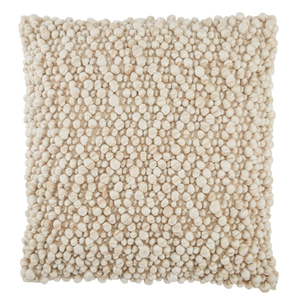 Jaipur Living Jaipur Living Kaz Boucle Wool Square Pillow Cover Coastal Bohemian Soft Texture Beige PLC102361