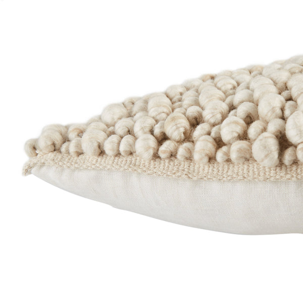 Jaipur Living Jaipur Living Kaz Boucle Wool Blend Accent Pillow Soft Textured Ivory Square Sofa Throw Beige Poly Fill PLW103582
