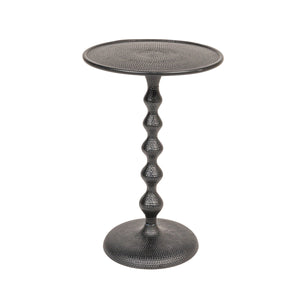 Rowena Interiors Hammered Aluminum Round Side Table Artisan Textured Matte Finish for Living Room or Bedroom Black 100% Aluminum AH1598