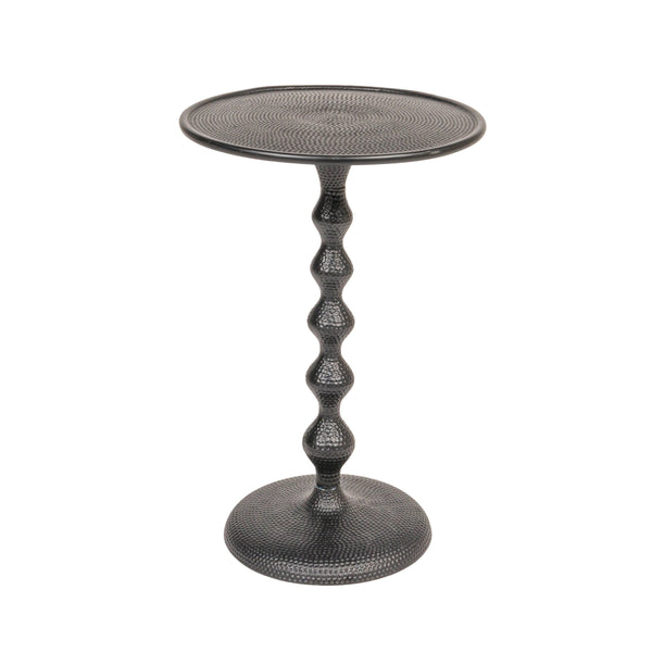 Rowena Interiors Hammered Aluminum Round Side Table Artisan Textured Matte Finish for Living Room or Bedroom Black 100% Aluminum AH1598