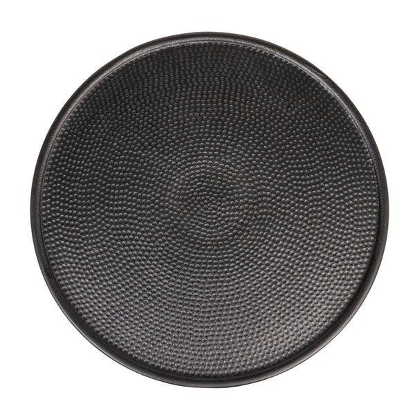 Rowena Interiors Hammered Aluminum Round Side Table Artisan Textured Matte Finish for Living Room or Bedroom Black 100% Aluminum AH1598