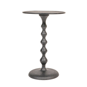 Rowena Interiors Hammered Aluminum Round Side Table Artisan Textured Matte Finish for Living Room or Bedroom Black 100% Aluminum AH1598
