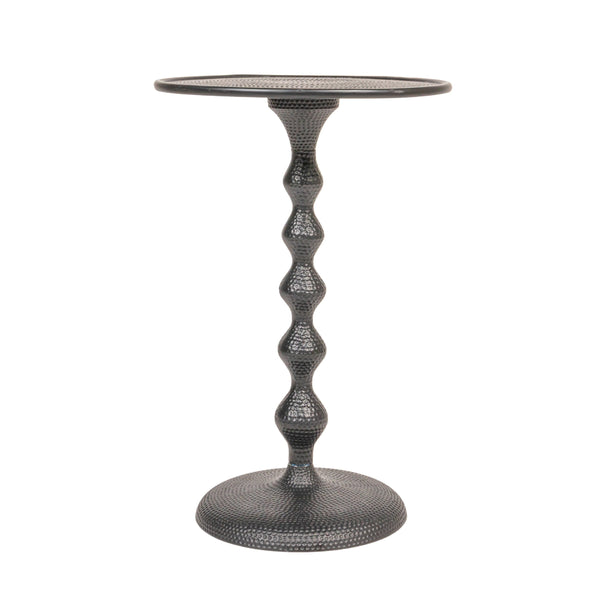 Rowena Interiors Hammered Aluminum Round Side Table Artisan Textured Matte Finish for Living Room or Bedroom Black 100% Aluminum AH1598